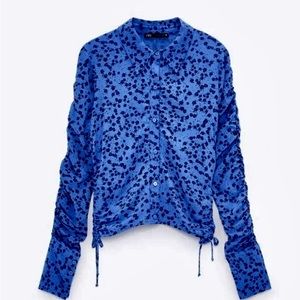 🤩 ZARA PRINT SHIRT BLUE - Size M ✨2023 SPRING SUMMER SALE 🌻